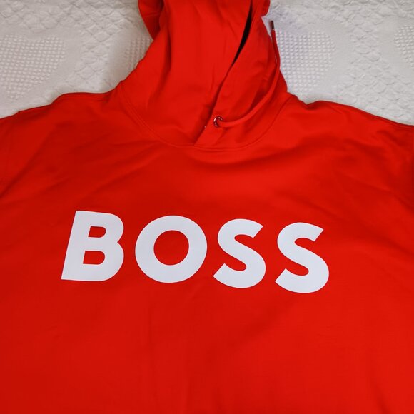 BOSS Cotton Terry Hoodie Orange Men's Plus size 3XL - Picture 3 of 12
